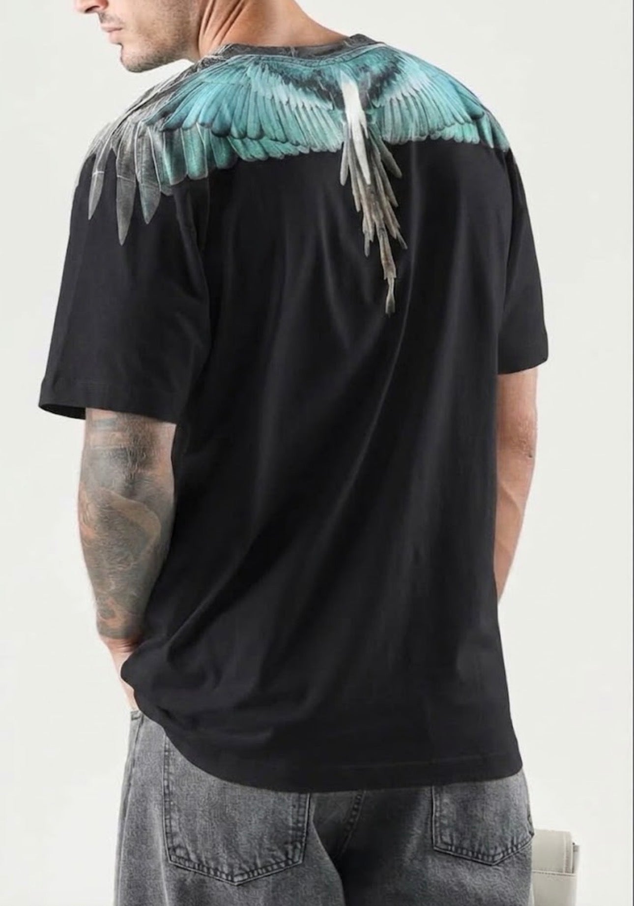 COUNTY OF MILAN T-Shirt Nera Marcelo Burlon Ali Verde Acqua