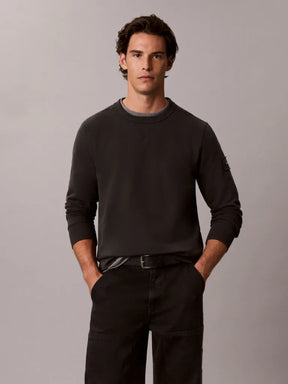 CALVIN KLEIN Felpa Girocollo Logo Manica Nero