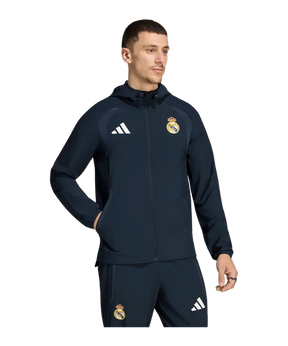 ADIDAS Tuta Completa Real Madrid Con Cappuccio e Zip Blu