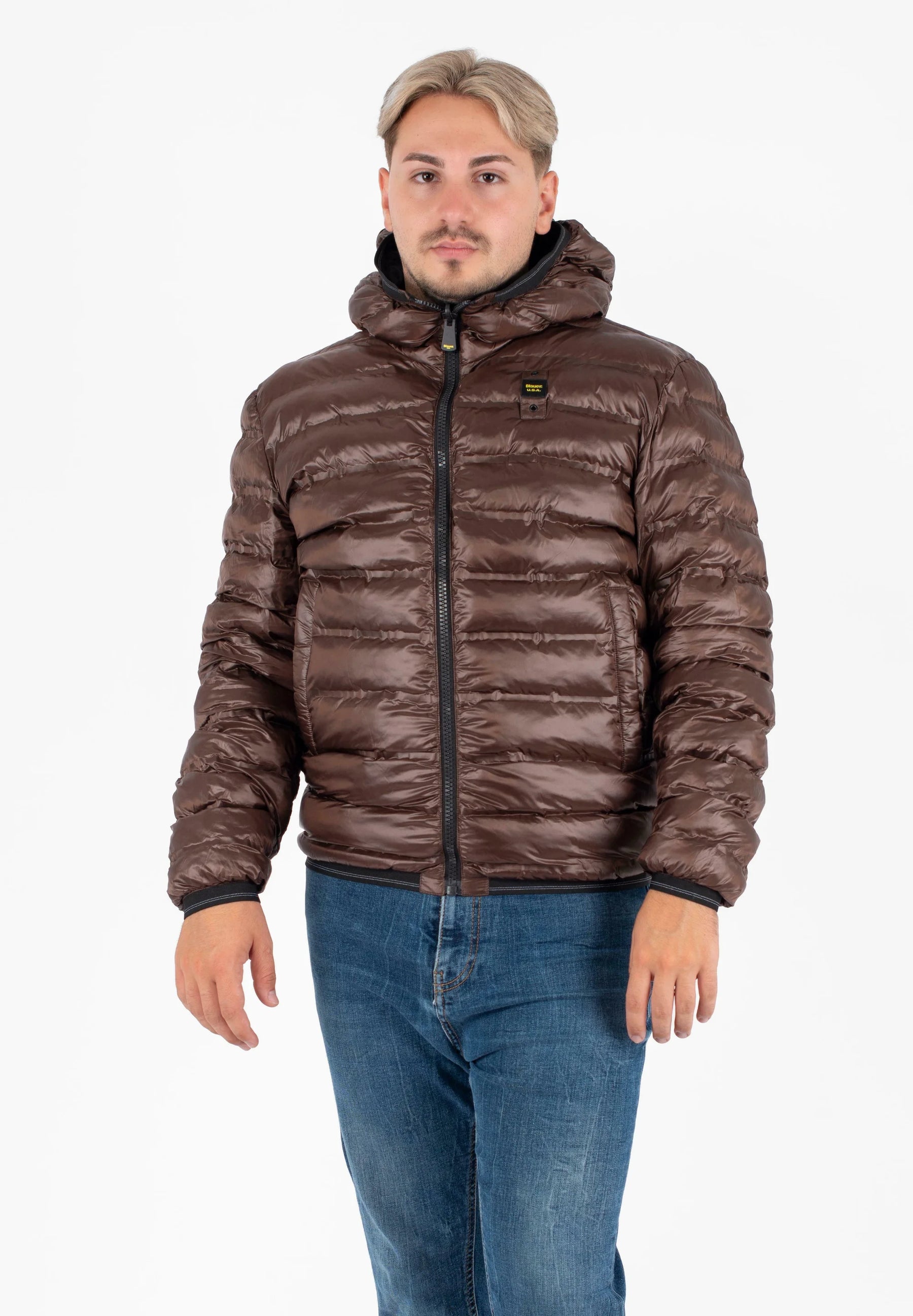 BLAUER Giubbotto Reversibile Liscio Uomo Invernale Nero/Marrone