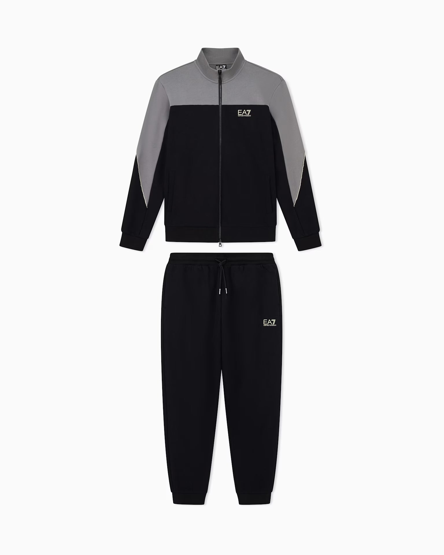 EMPORIO ARMANI Tuta Completa Con Zip Senza Cappuccio Nero/Grigio