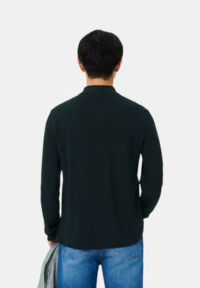 LACOSTE Polo Manica Lunga Regular Fit Verde Scuro