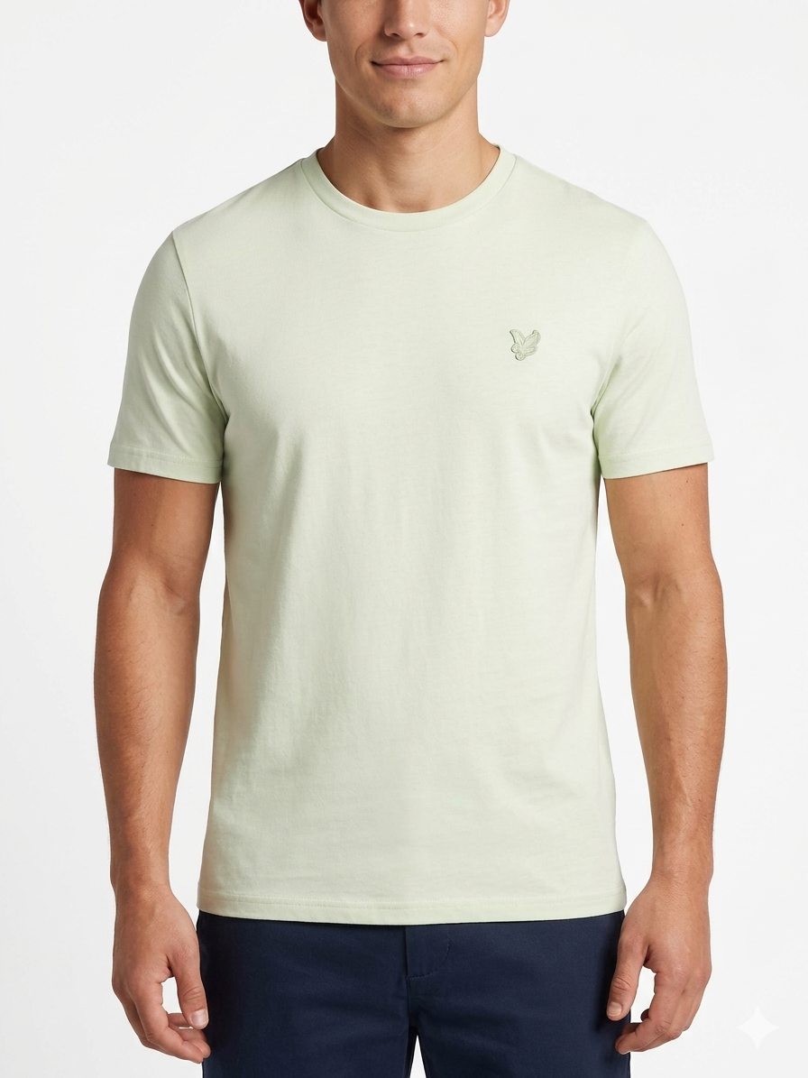LYLE&SCOTT T-Shirt Basic Logo Tono su Tono Verde Pastello