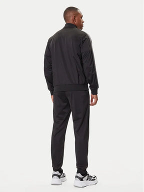 EMPORIO ARMANI Tuta Leggera Acetata Con Zip Senza Cappuccio Con Bande Nera