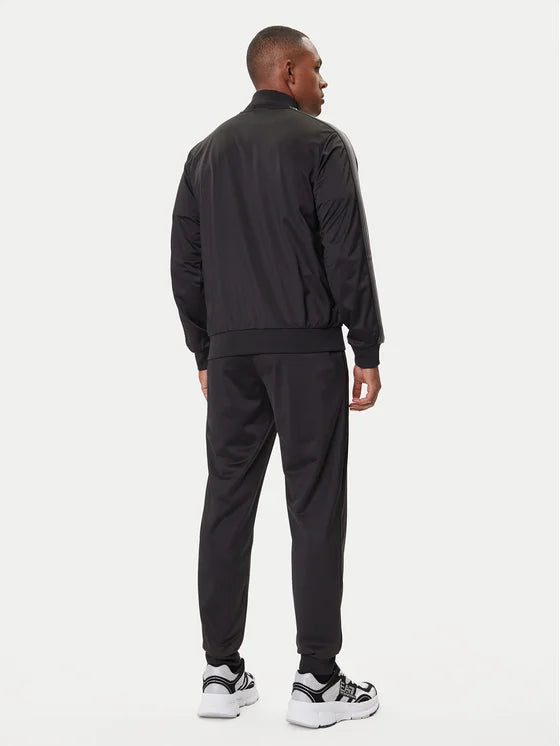 EMPORIO ARMANI Tuta Leggera Acetata Con Zip Senza Cappuccio Con Bande Nera