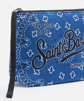 SAINT BARTH Pochette Aline Bandanna Round Denim Blu