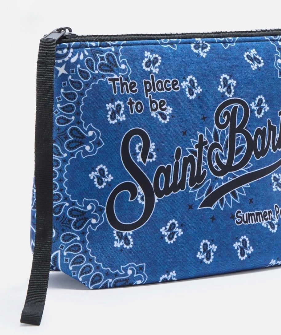 SAINT BARTH Pochette Aline Bandanna Round Denim Blu