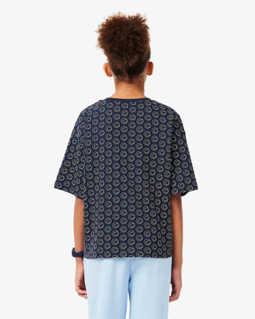 LACOSTE T-Shirt Con Fantasia Bambino/Bambina Blu/Rosa