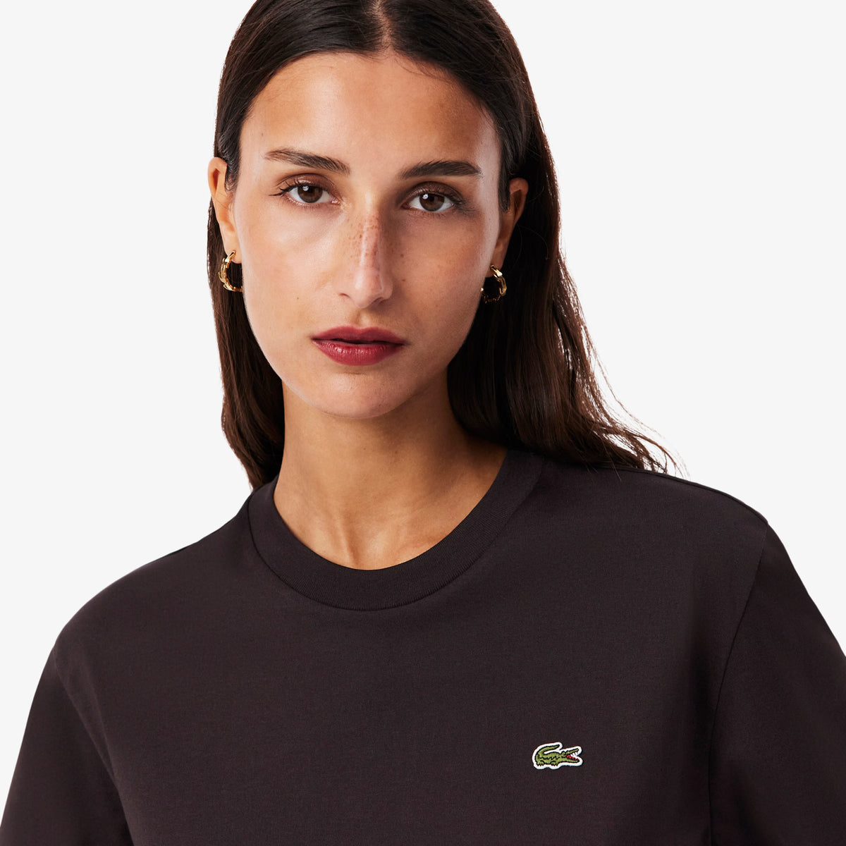 LACOSTE T-Shirt Basic Donna Marrone