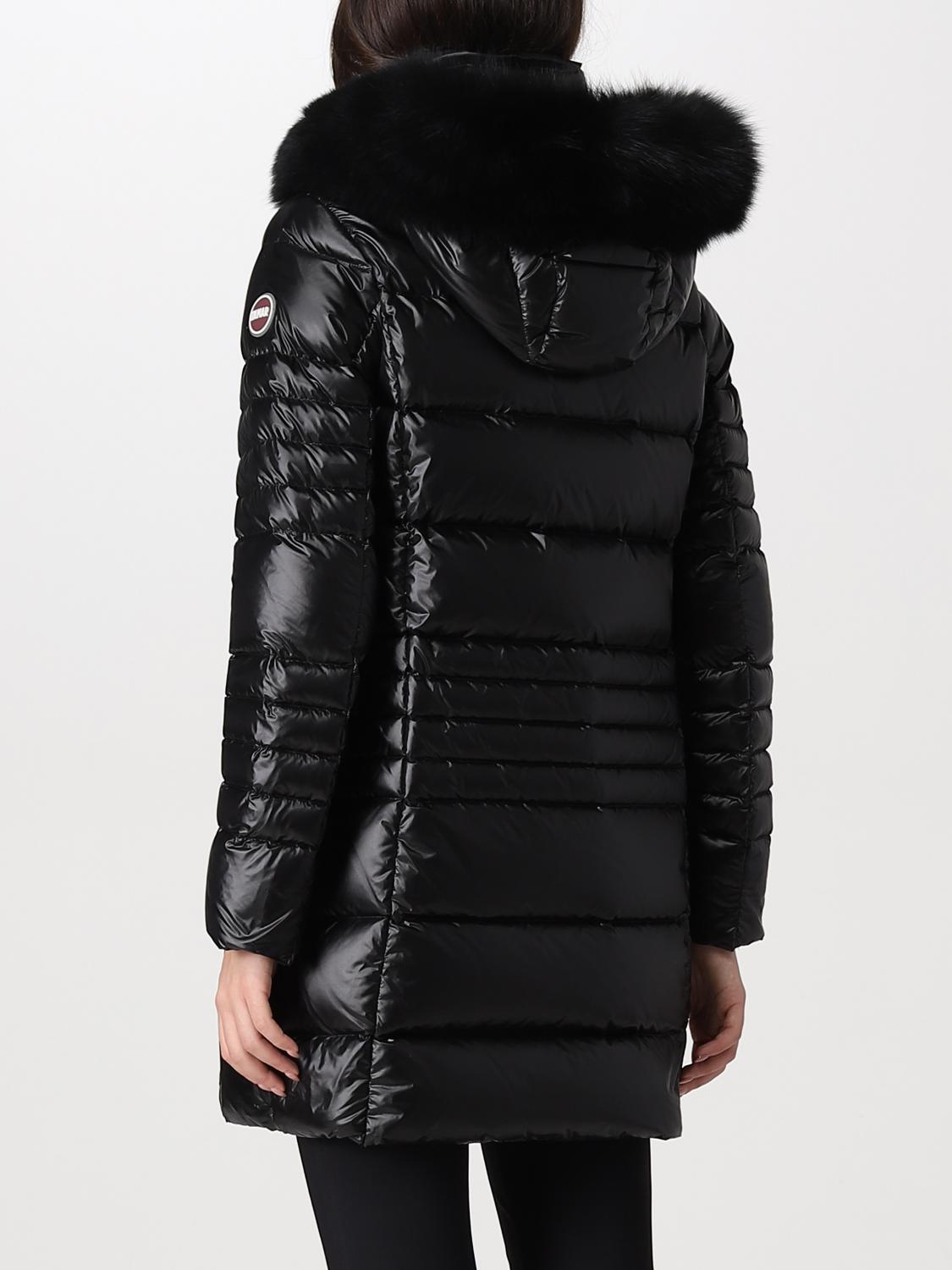 COLMAR DONNA GIUBBOTTO FASCIATO LUNGO CON PELLICCIA NERO