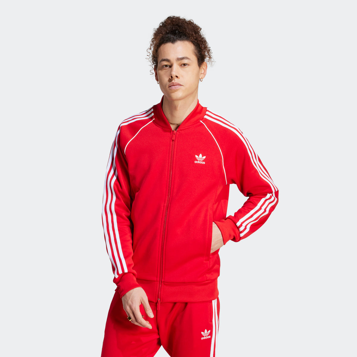 ADIDAS ORIGINALS Tuta Acetata Con Colletto College Rossa