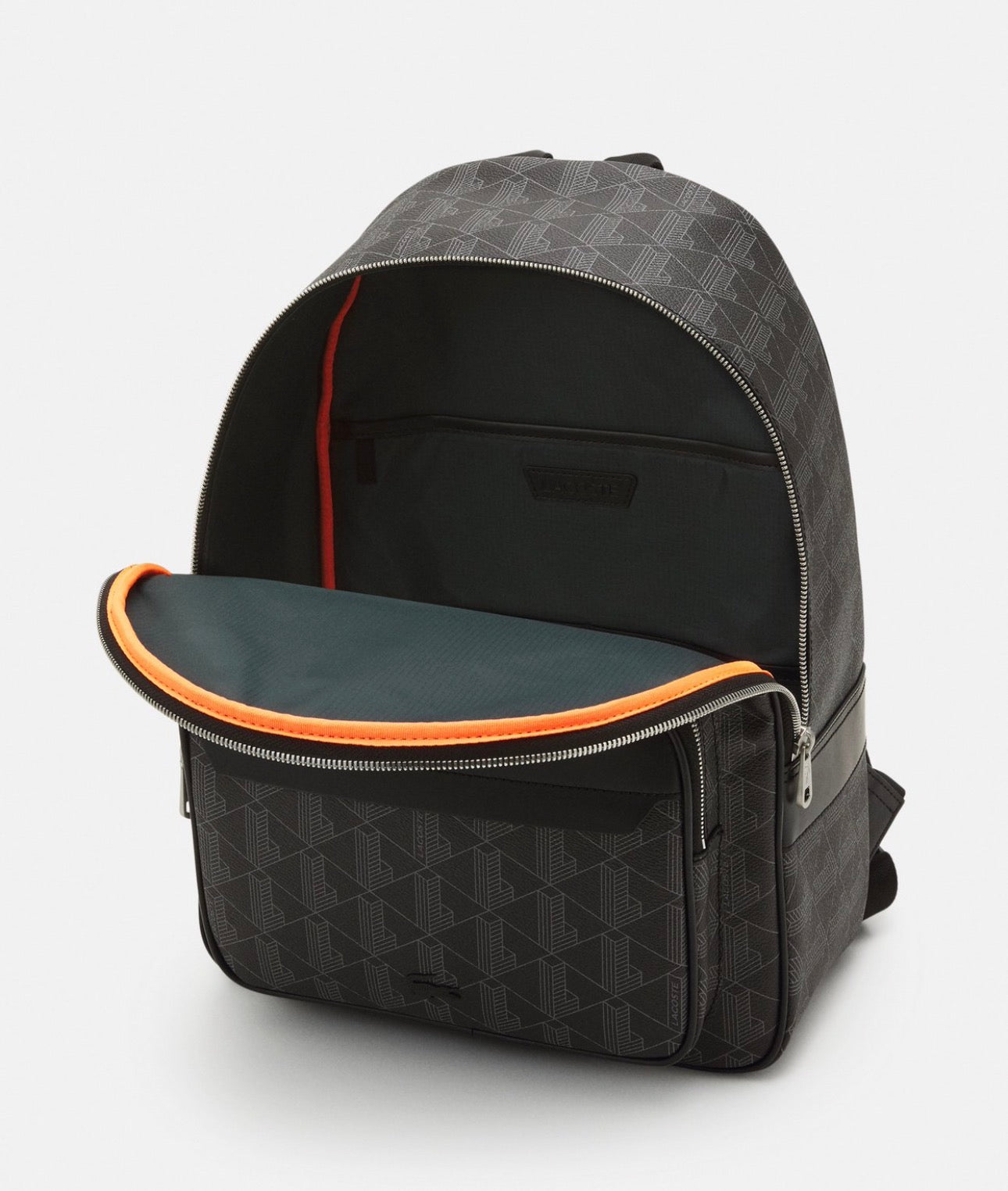 LACOSTE Zaino The Blend In Pelle Monogram Nero