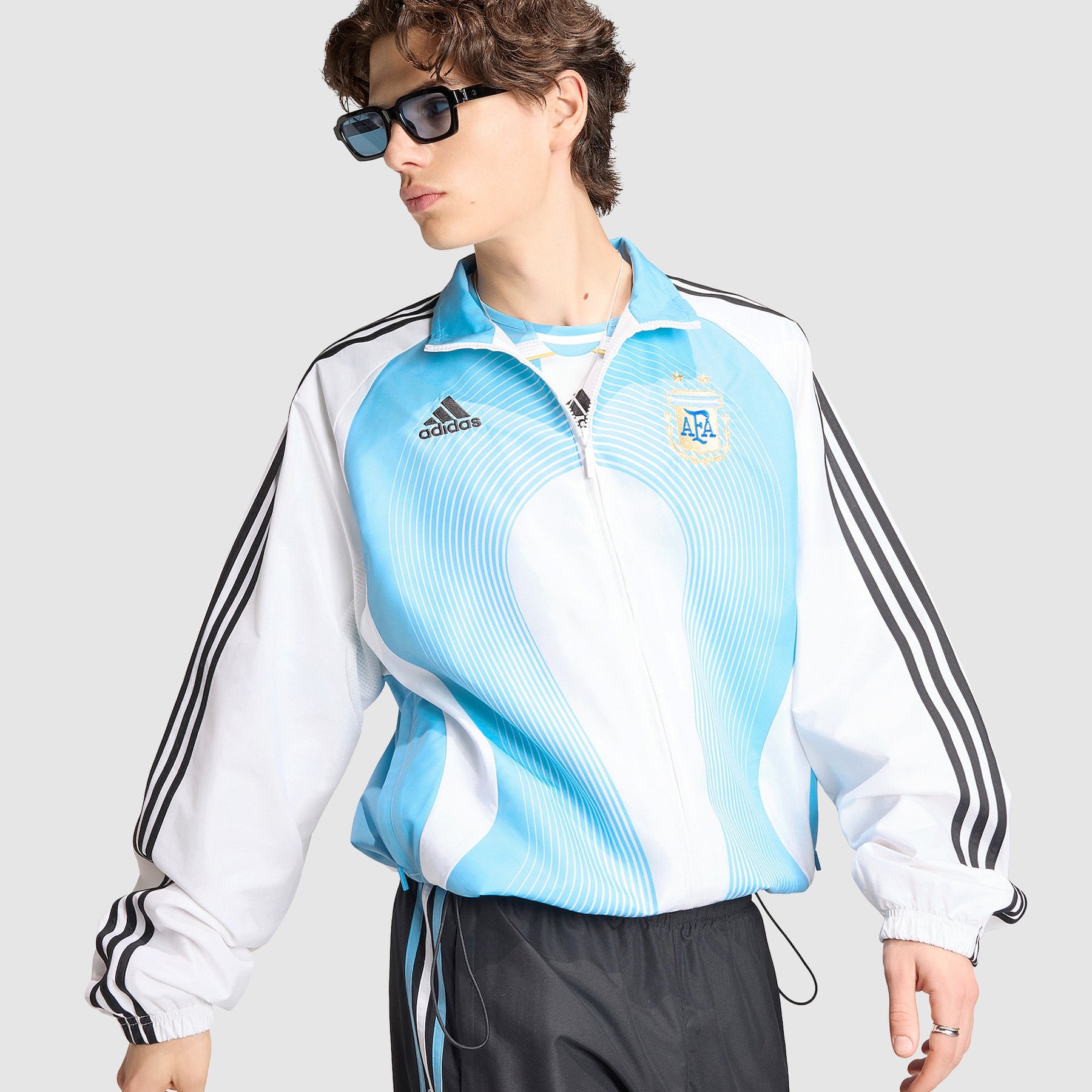 Adidas Tuta Completa Argentina Uomo Bianca Azzurra Blu Microfibra