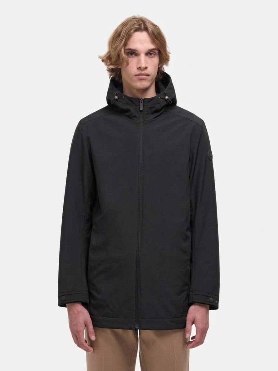 COLMAR Giubbotto Lungo In Tessuto Stretch Con Cappuccio Nero 26/27