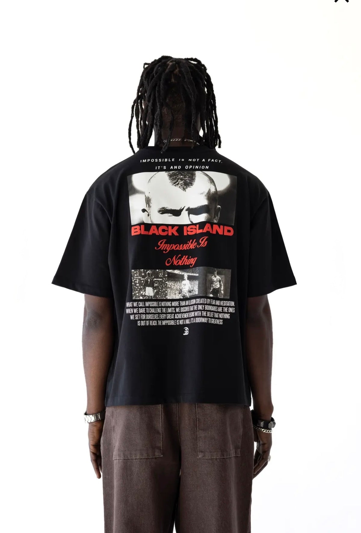 BLACK ISLAND T-Shirt In Cotone Con Stampa David Beckham Retro Nero/Rosso