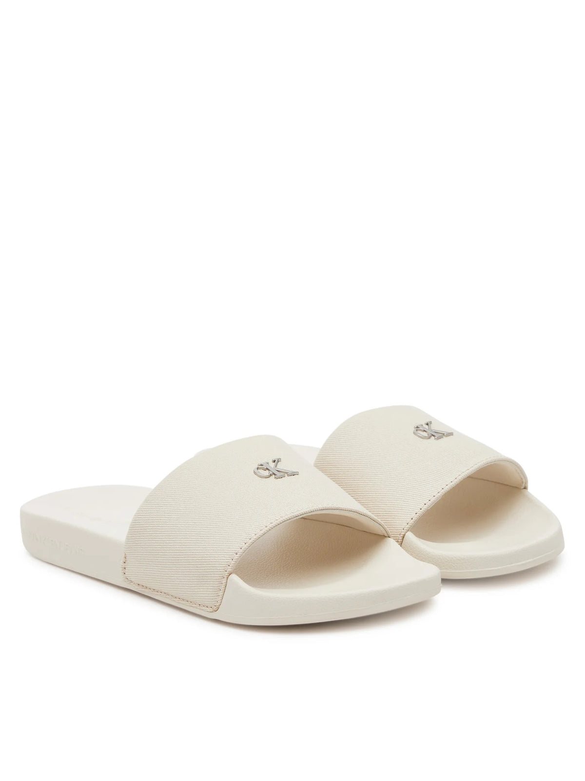 CALVIN KLEIN Ciabatta Beige Con Fascia Logo in Metallo