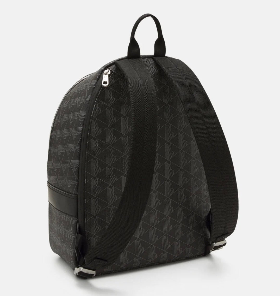 LACOSTE Zaino The Blend In Pelle Monogram Nero