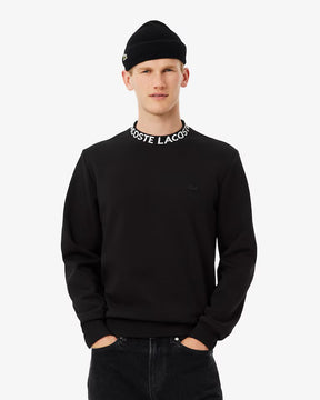LACOSTE Felpa Girocollo Scritta Sul Collo Nera