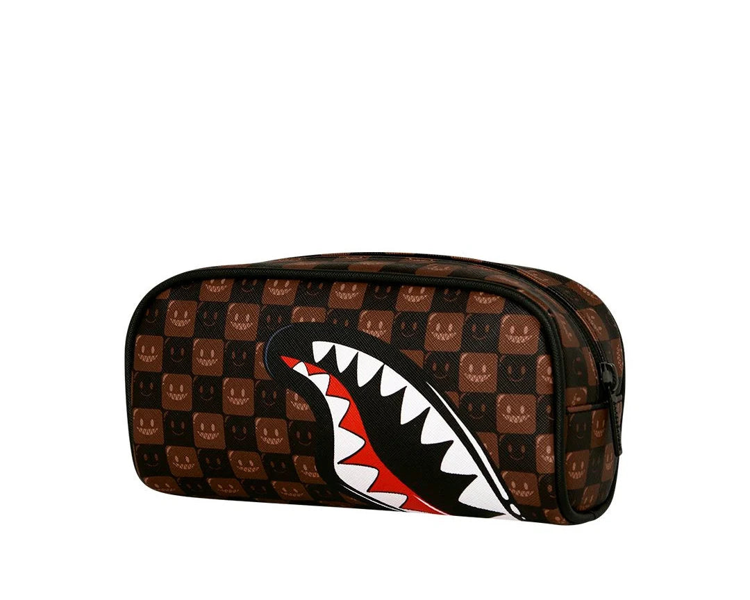 SPRAYGROUND Pochette/Astuccio Sharks In Paris Wtf Bubble Brown Check Pouch Marrone