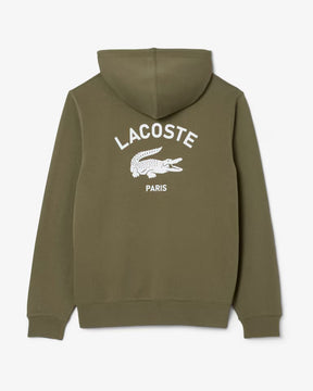 LACOSTE Felpa Con Cappuccio Lacoste Paris verde militare