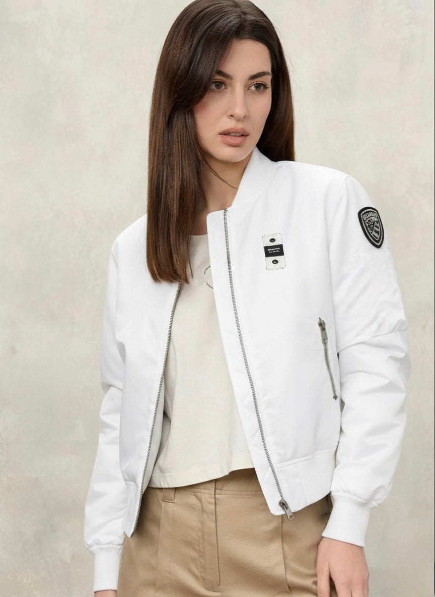 BLAUER Laurie Antivento Donna In Nylon Senza Cappuccio Con Zip Bianco