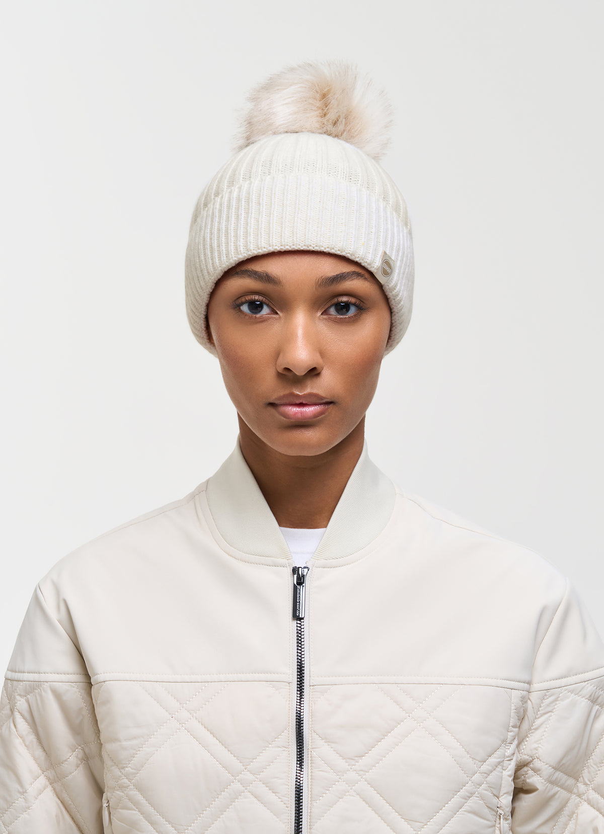 COLMAR Berretto Donna Con Pon Pon Bianco
