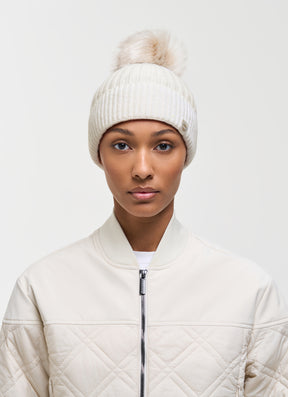 COLMAR Berretto Donna Con Pon Pon Bianco