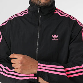 ADIDAS ORIGINALS Tuta In Microfibra Con Zip Senza Cappuccio Con Strisce Laterali Nera/Rosa Fluo 25/26