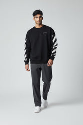 OFF WHITE Felpa Senza Cappuccio Con Logo Sulla Manica Nera