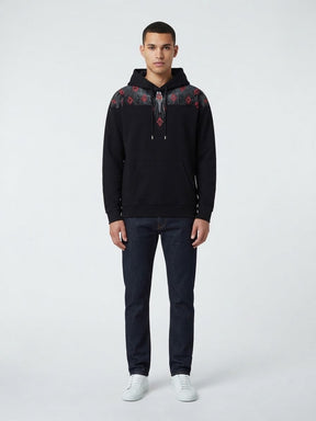 COUNTY OF MILAN Felpa Con Cappuccio Marcelo Burlon Nera Con Ali Grigio/Rosso
