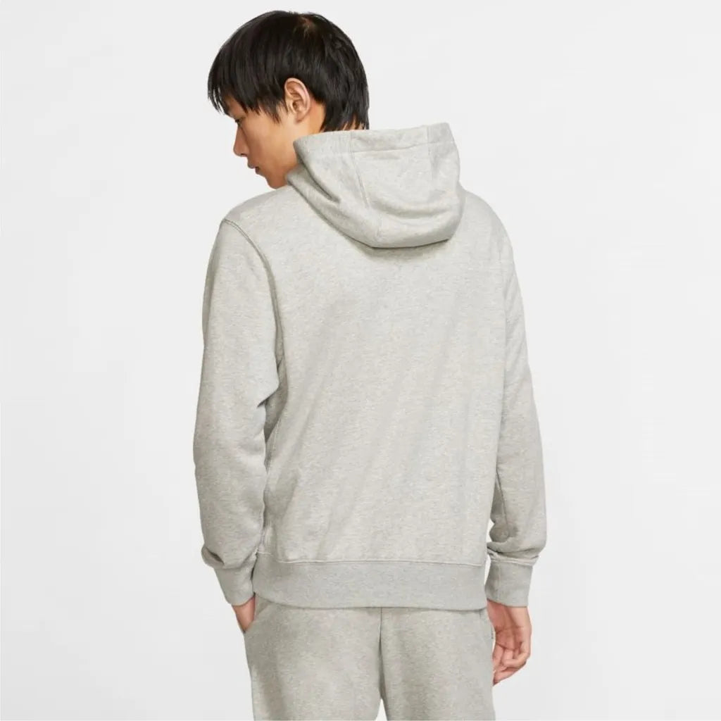 NIKE Felpa Con Zip e Cappuccio In Cotone Garzato Autunnale Grigio