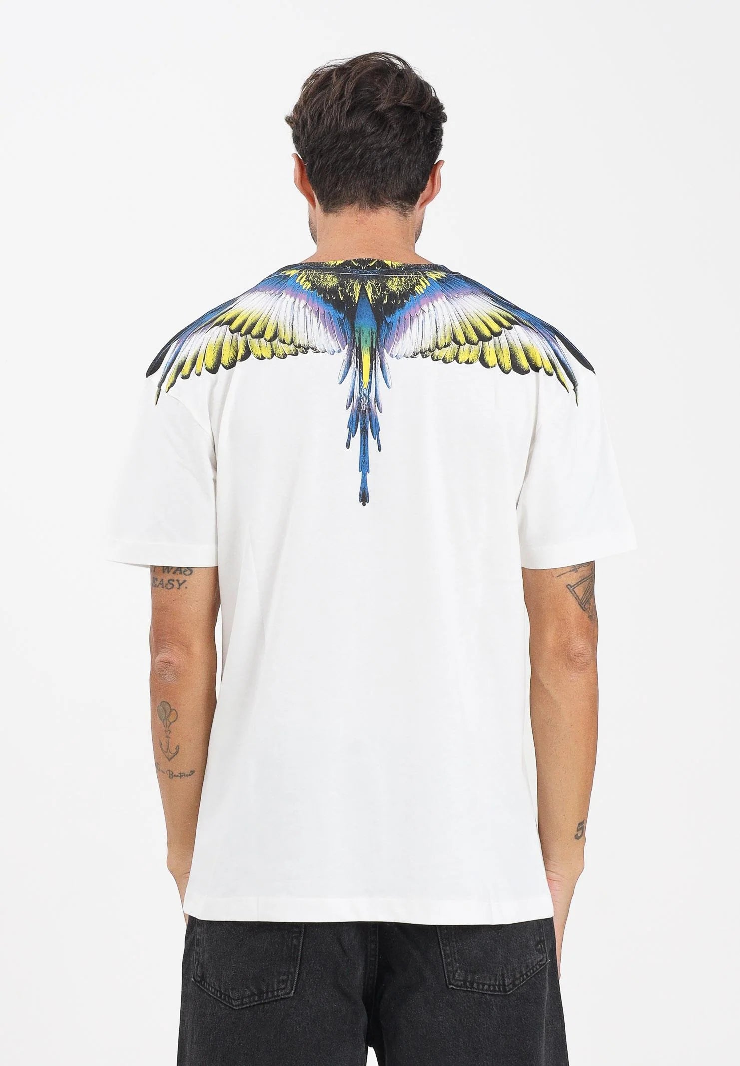MARCELO BURLON COUNTY OF MILAN T-Shirt Con Stampa Ali Colorate Bianca