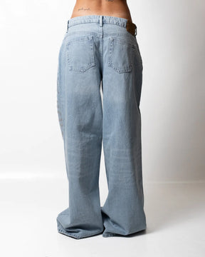 JUICY COUTURE Jeans Baggy Denim Chiaro Logo Con Brillantinati Donna