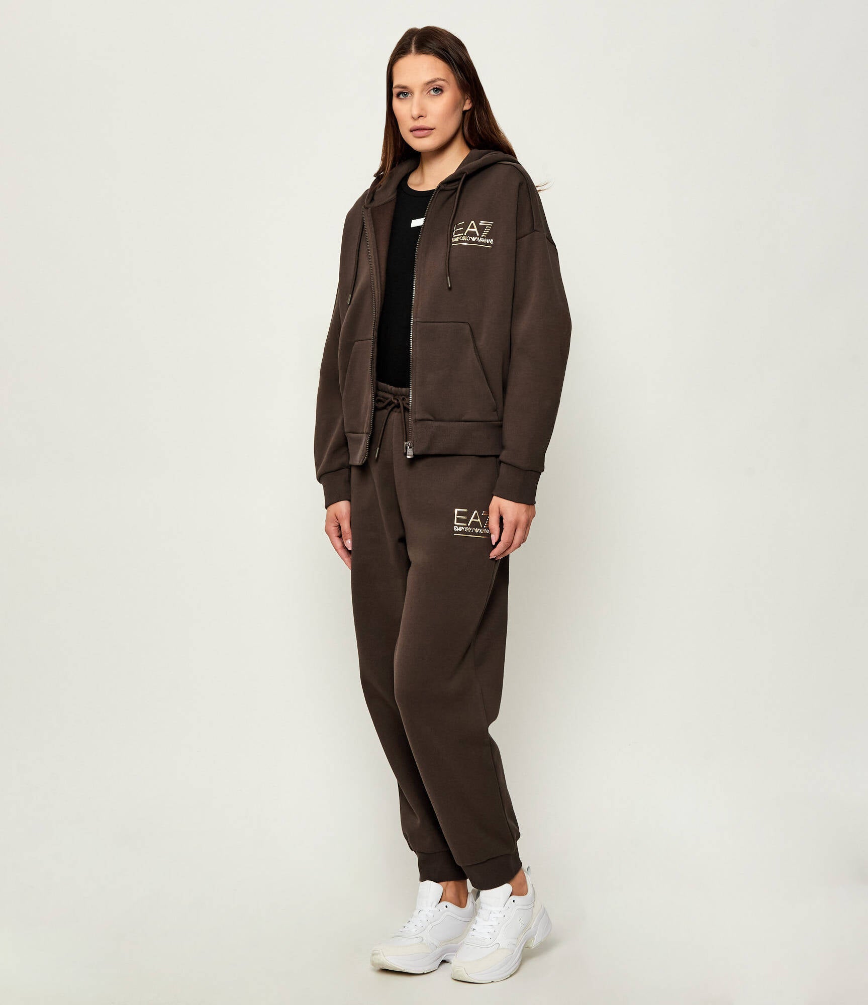 EMPORIO ARMANI DONNA TUTA VISIBILITY IN MISTO COTONE MARRONE