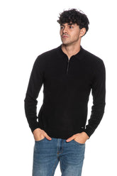 GIANNI LUPO Polo A Mezza Zip Maniche Lunghe Nero