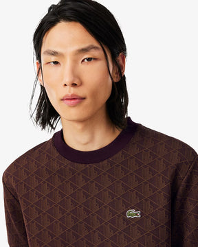 LACOSTE T-Shirt Monogram Uomo Marrone
