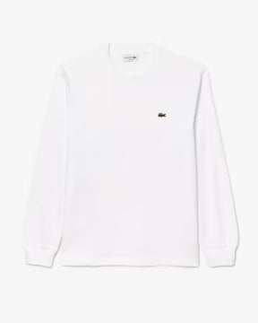 LACOSTE T-Shirt Basic a Maniche Lunghe in Cotone Bianca