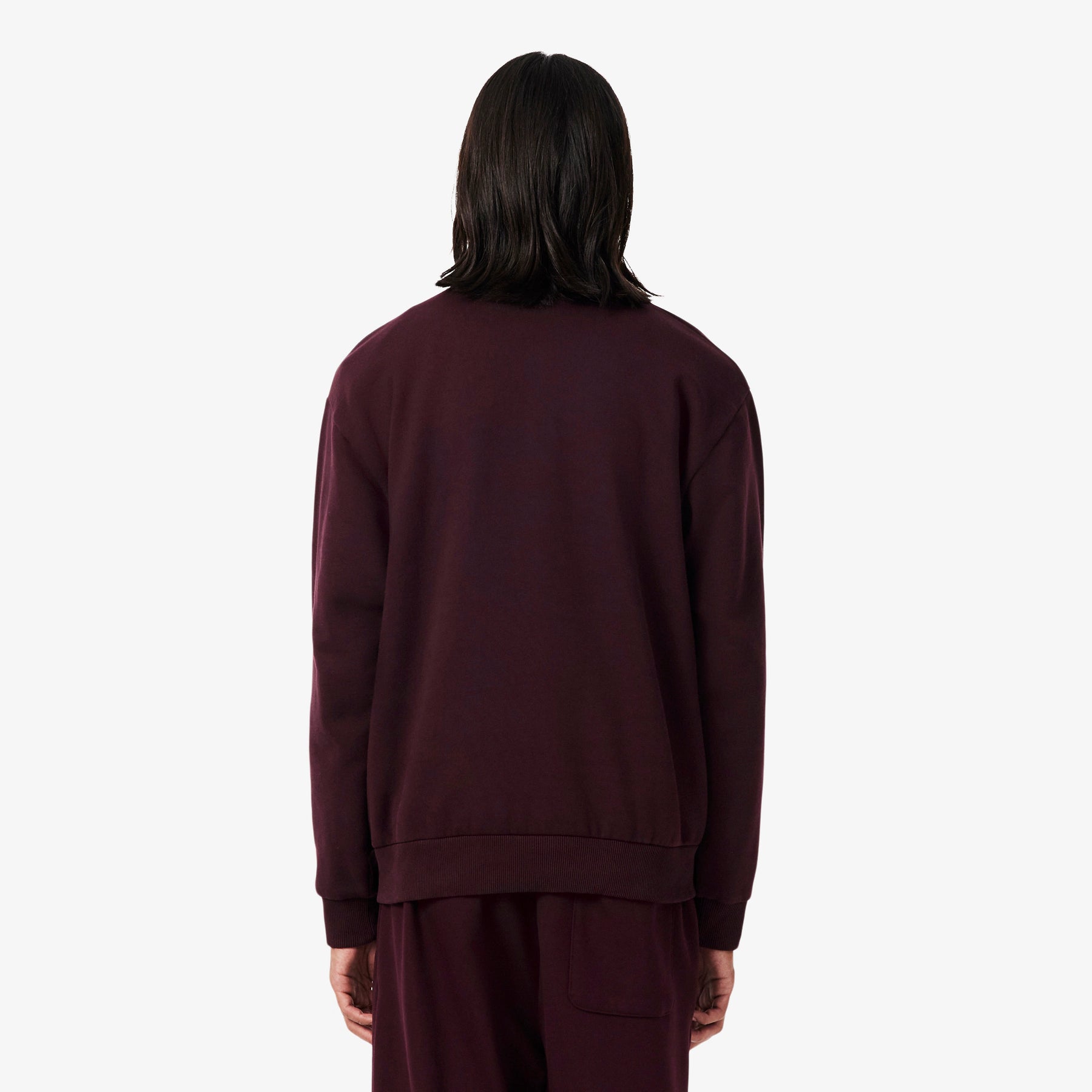 LACOSTE Felpa In Tessuto Felpato Collo Alto Mezza Zip Bordeux