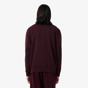 LACOSTE Felpa In Tessuto Felpato Collo Alto Mezza Zip Bordeux