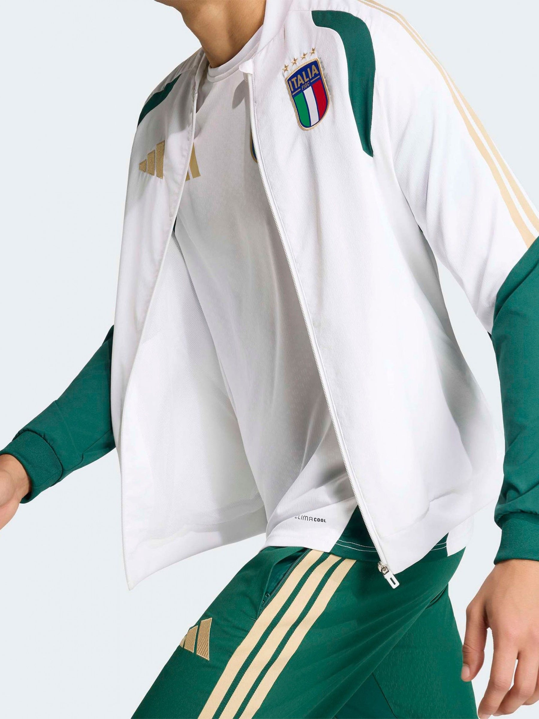Adidas Tuta Completa Italia Uomo Verde Oro Microfibra