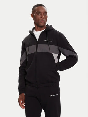 ARMANI Ea7 Tuta Completa Con Cappuccio e zip Felpata Nera 25/26