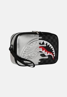 SPRAYGROUND Pochette Silver Side Drip argento e nera