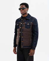 SOLDIER Giubbotto Metà Jeans Metà Giubbino Denim Scuro/Marrone