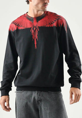 COUNTY OF MILAN Felpa Marcelo Burlon Nera Con Ali Rosse