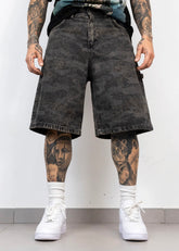 PRESENT DAY Bermuda Jeans Ballon Camo Nero/Grigio