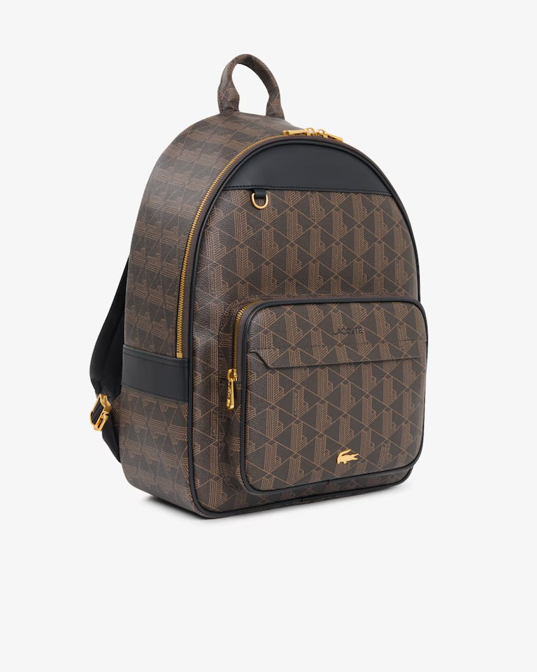 LACOSTE Zaino The Blend In Pelle Monogram Marrone
