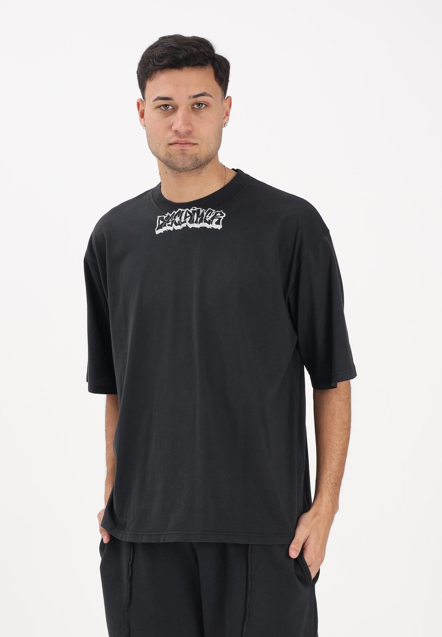 DISCLAIMER Completino Con Stampa Logo Sul Collo Stone Wash Nero