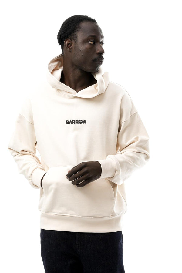 BARROW Felpa con cappuccio Con Logo Avanti e Stampa Retro Orsacchiotto Beige