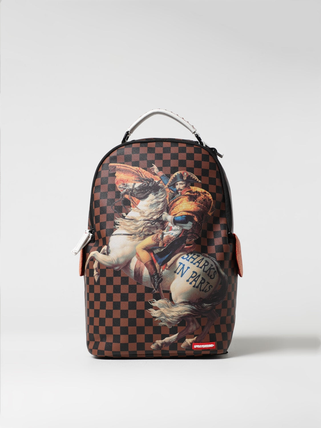 SPRAYGROUND Zaino In Pelle Limited Edition Napoleone SHARK IN PARIS Marrone e Nero