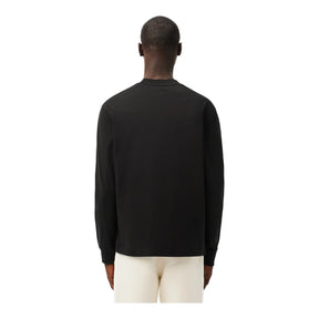LACOSTE T-Shirt Basic a Maniche Lunghe in Cotone Nero